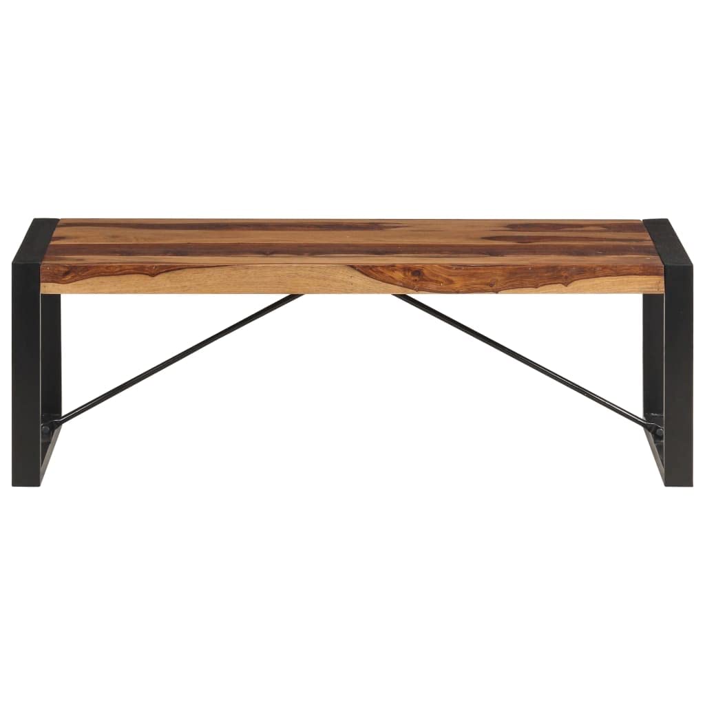Brown Solid Sheesham Wood Steel Coffee Table G190818
