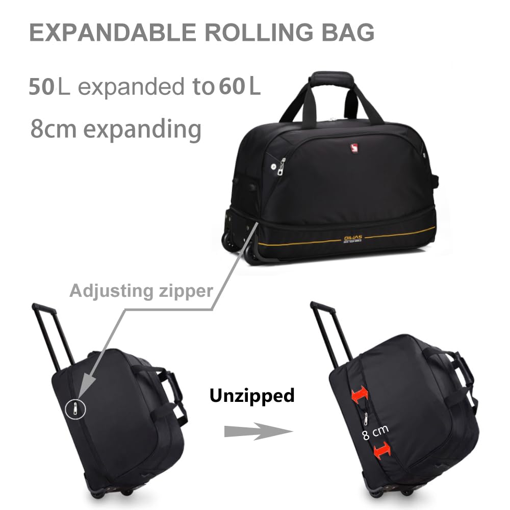 Rolling Duffle Bag with Wheels, 22 inch Carry On Bag H35187
