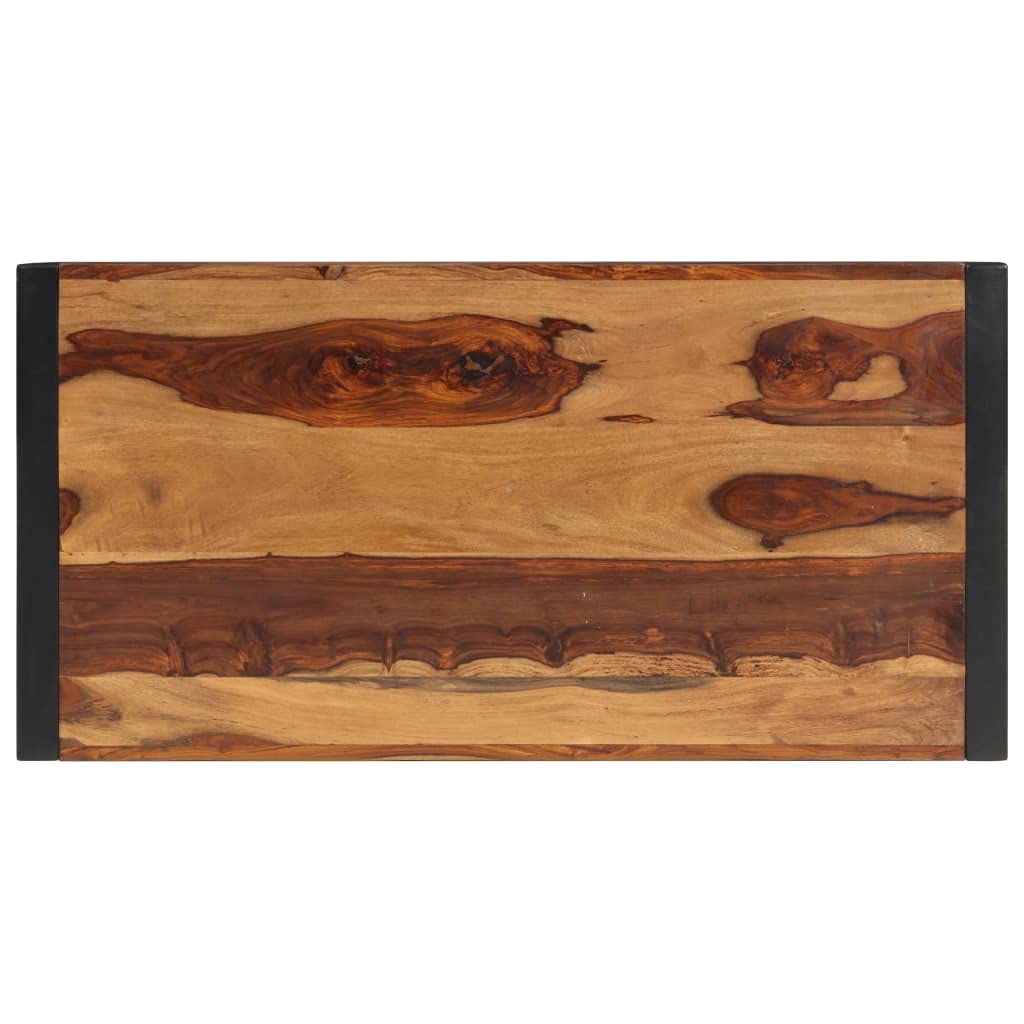 Brown Solid Sheesham Wood Steel Coffee Table G190818