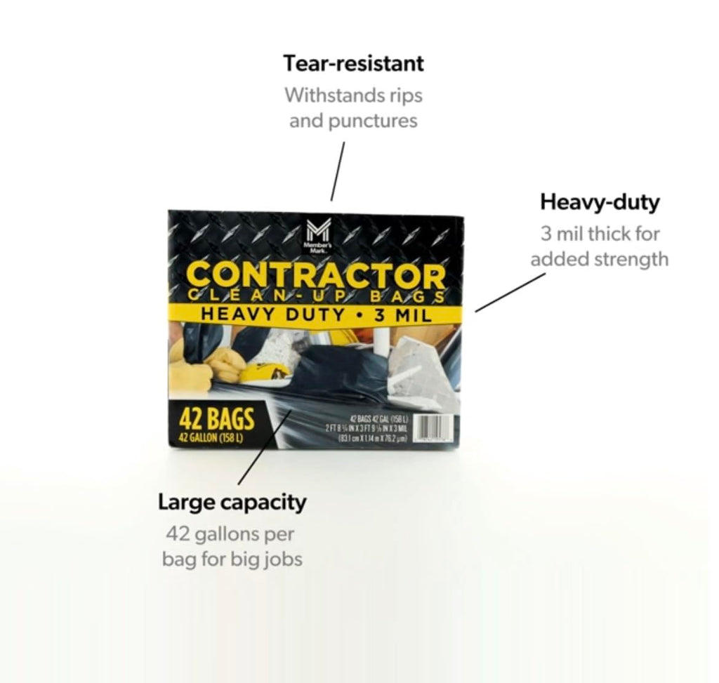 Commercial Contractor Clean-Up Trash Bags 42 gal. 42 ct. H64303