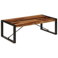 Brown Solid Sheesham Wood Steel Coffee Table G190818
