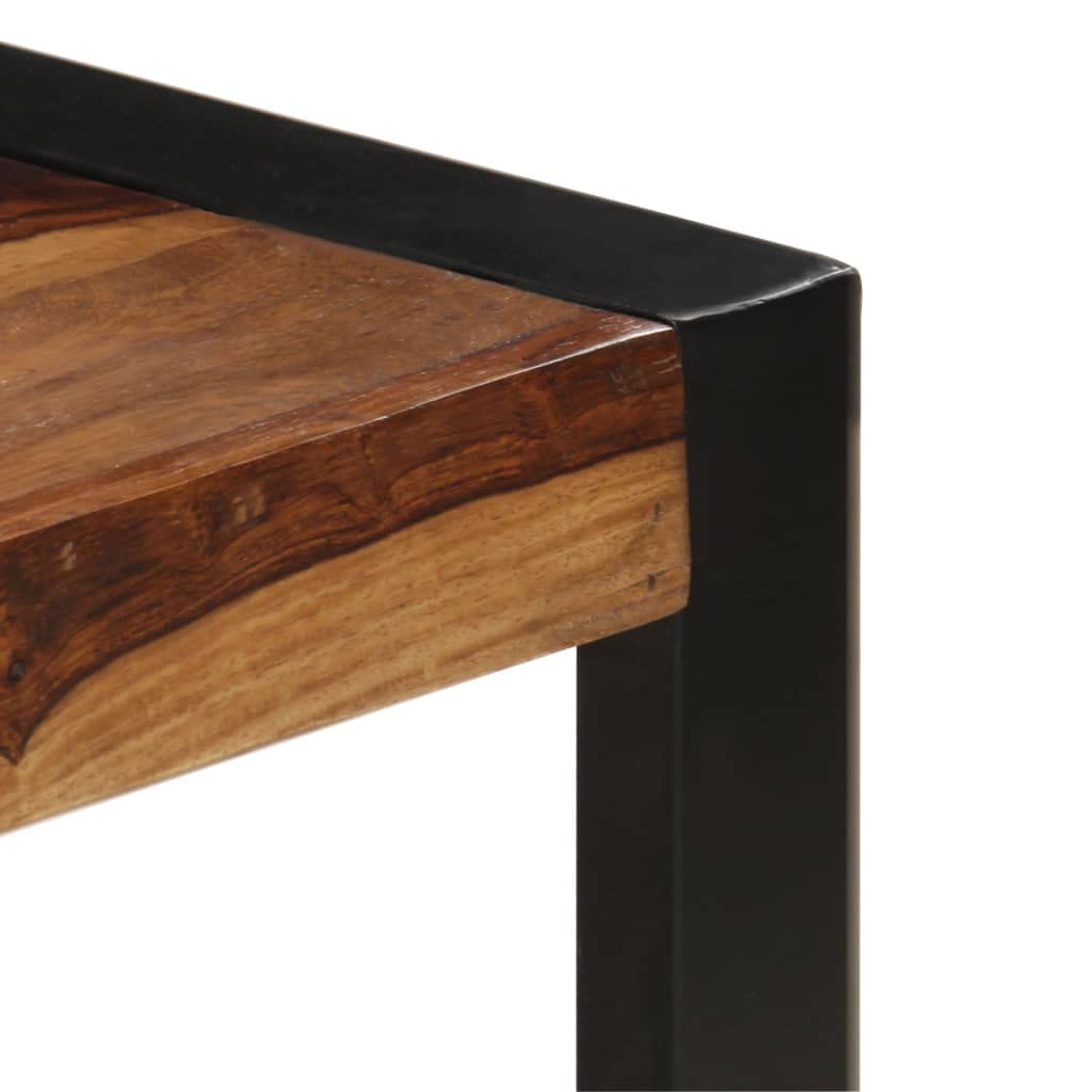 Brown Solid Sheesham Wood Steel Coffee Table G190818