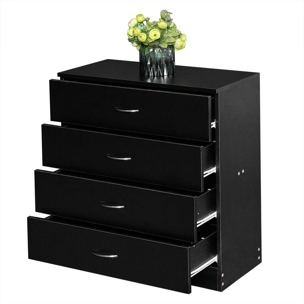 Black 4 Drawer Nightstand Q12285