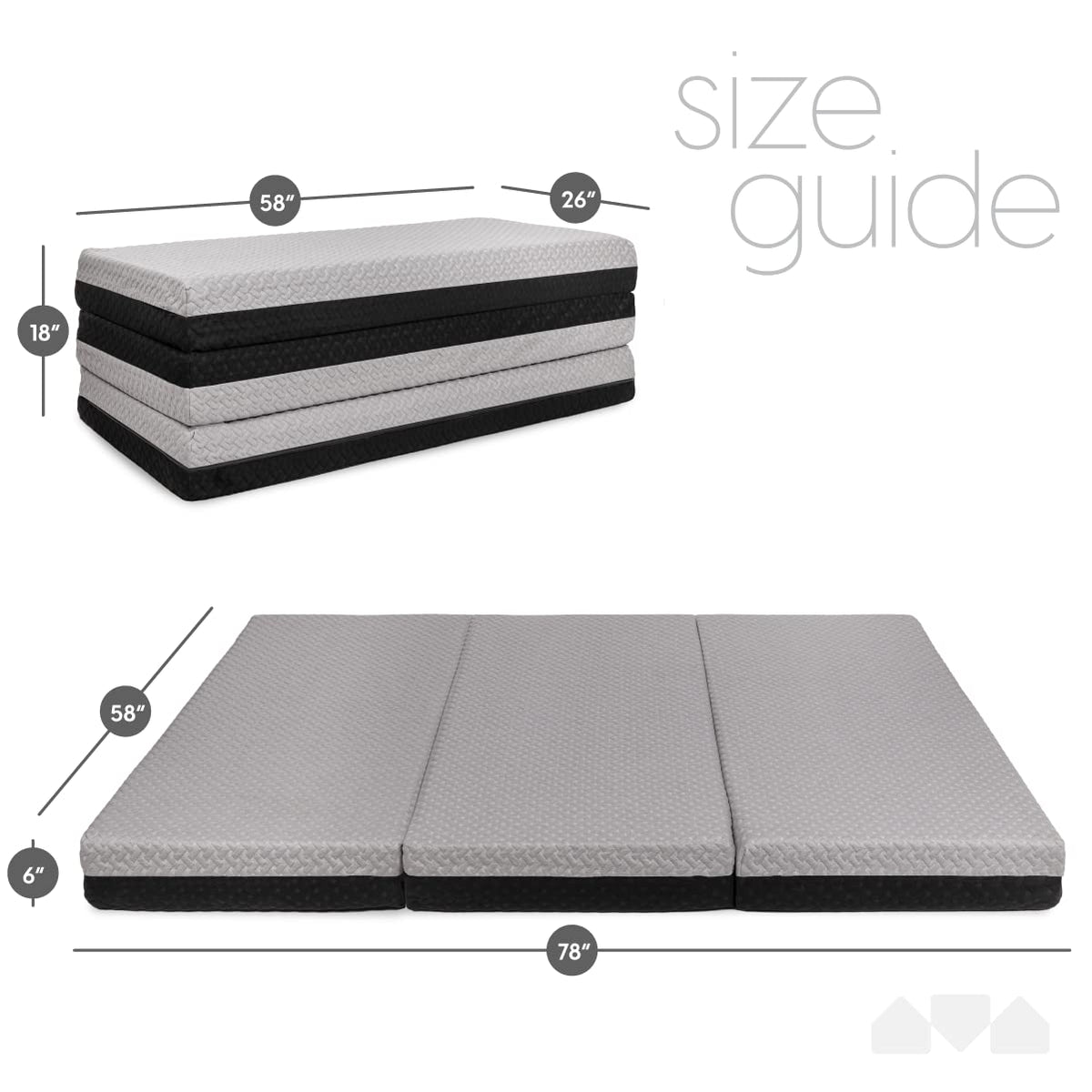Memory Foam Tri Folding Mattress with Waterproof Washable Cover V5420