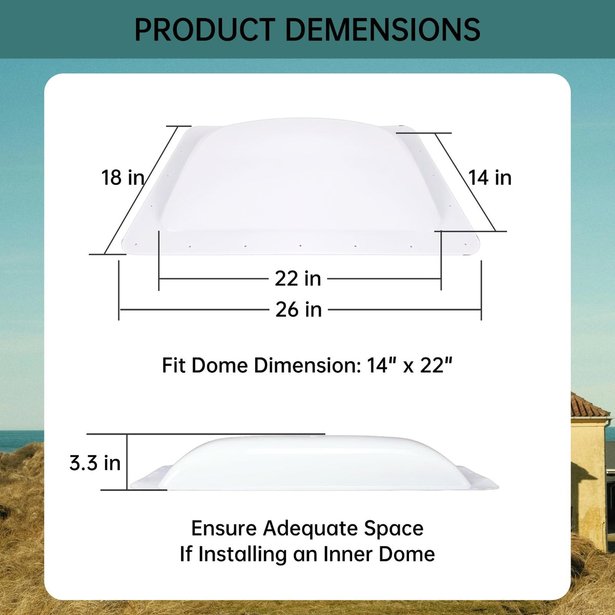 18" x 26" White RV Skylight Replacement N791806
