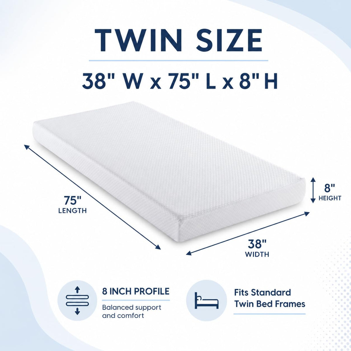 8 Inch Twin Memory Foam Mattress I258