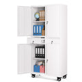 72” Rolling Metal Storage Cabinet with Locking Doors & 2 Drawers K412