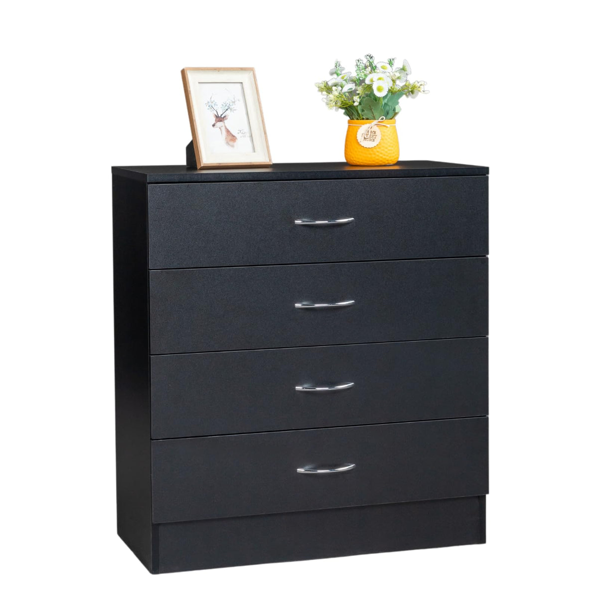 Black 4 Drawer Nightstand Q12285