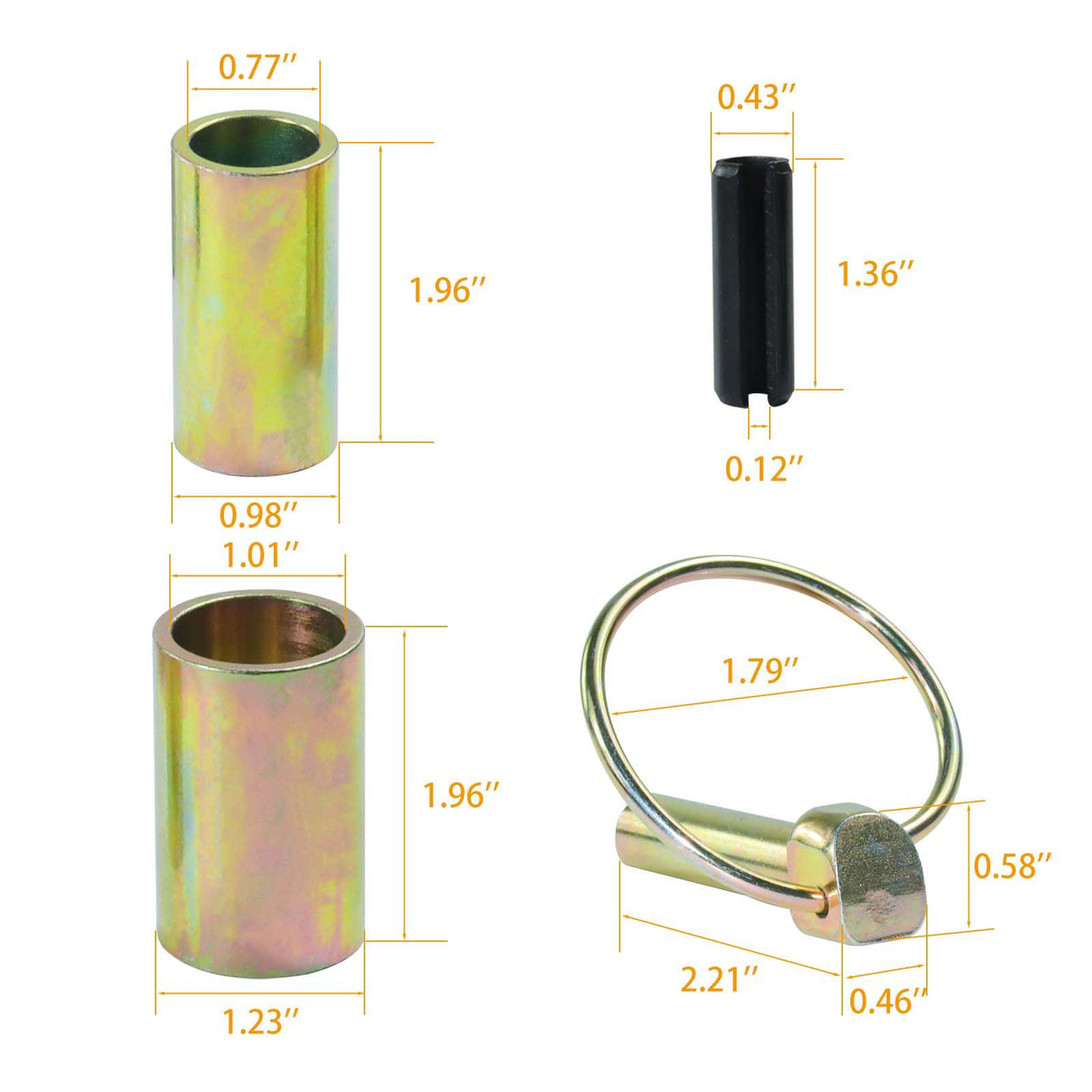 2 Pack Cat 1 Quick Hitch Adapter Bushings with Top Link Pin and Lynch Pin R7791
