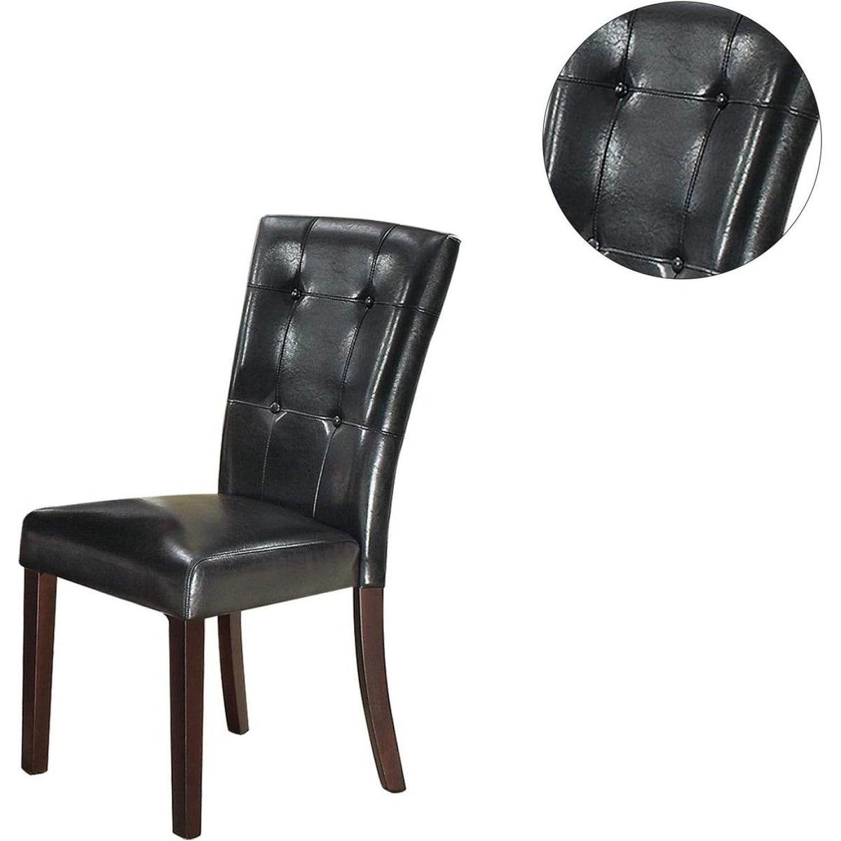 Black Faux Leather Tufted Parson Chairs Set of 2 A2073