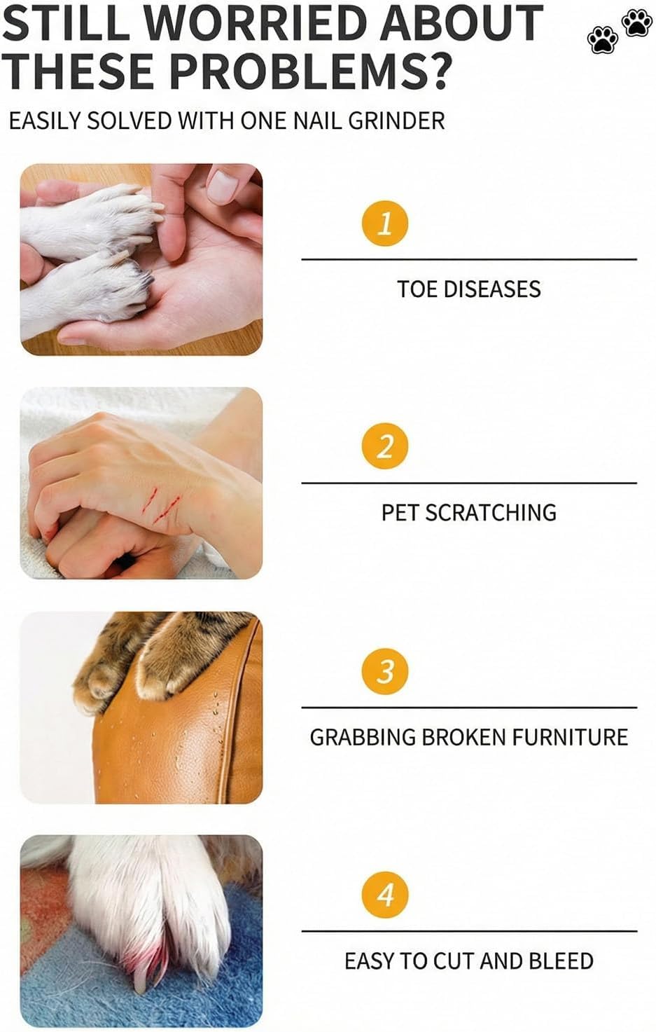 Electric Pet Nail Trimmer with LED Light 3-Speed K817178