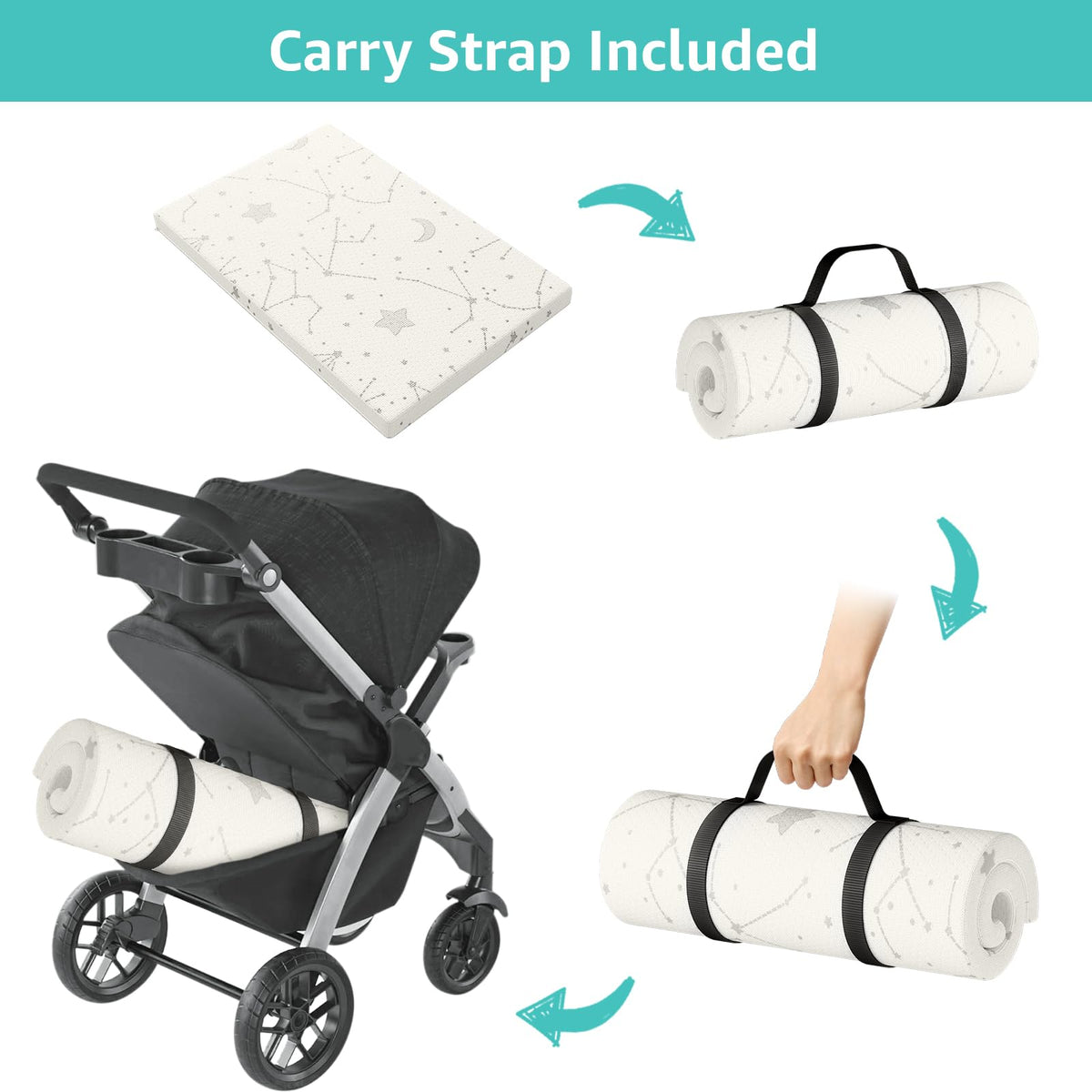 Bamboo Breathable 38x26 Waterproof Baby Mattress Topper with Strap D770582