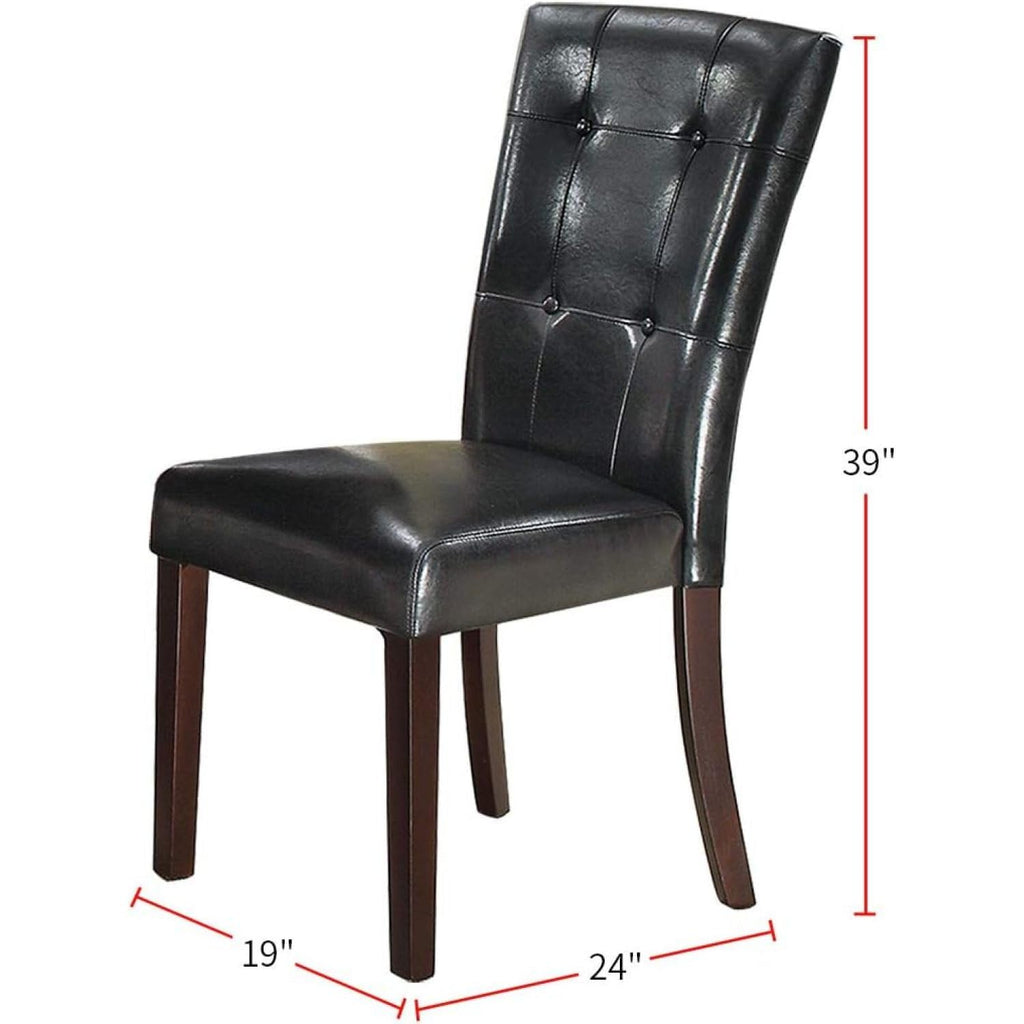 Black Faux Leather Tufted Parson Chairs Set of 2 A2073