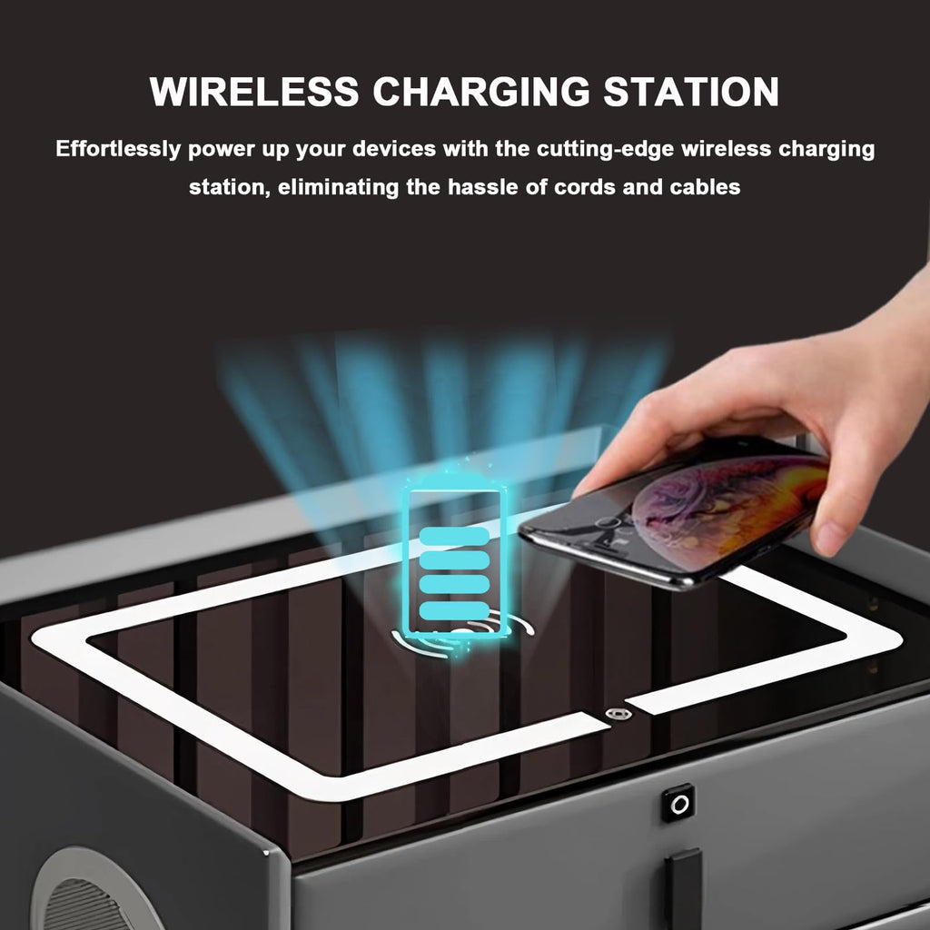 Orange 3 Drawer Nightstand with Wireless Charging and USB Port F41268