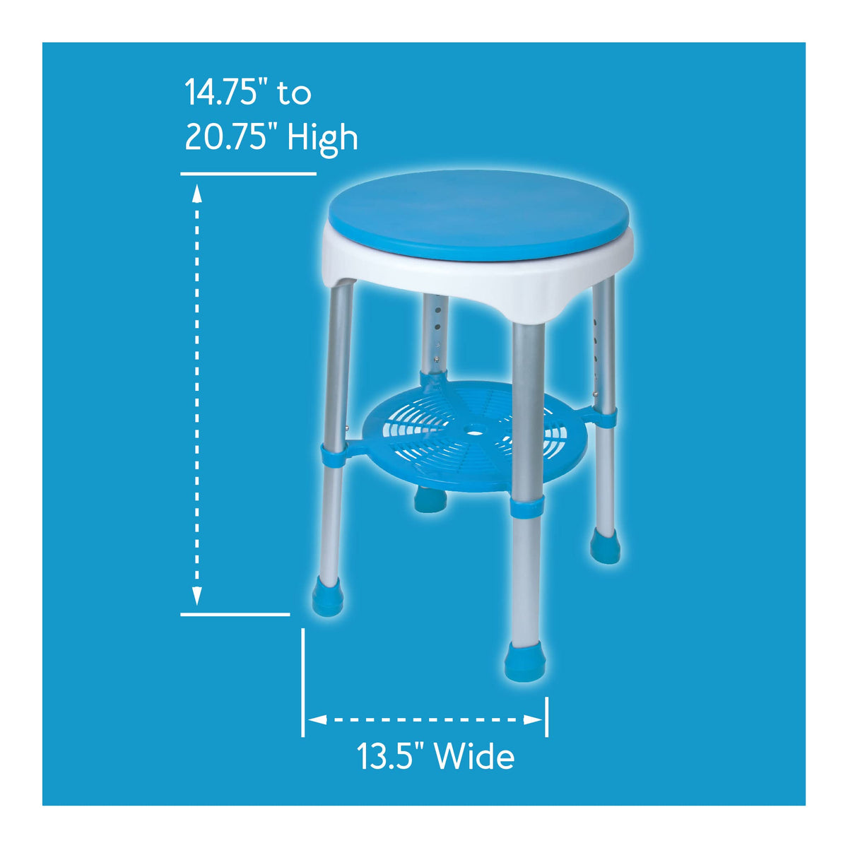 Adjustable Rotating Bath and Shower Stool with Storage Tray H531