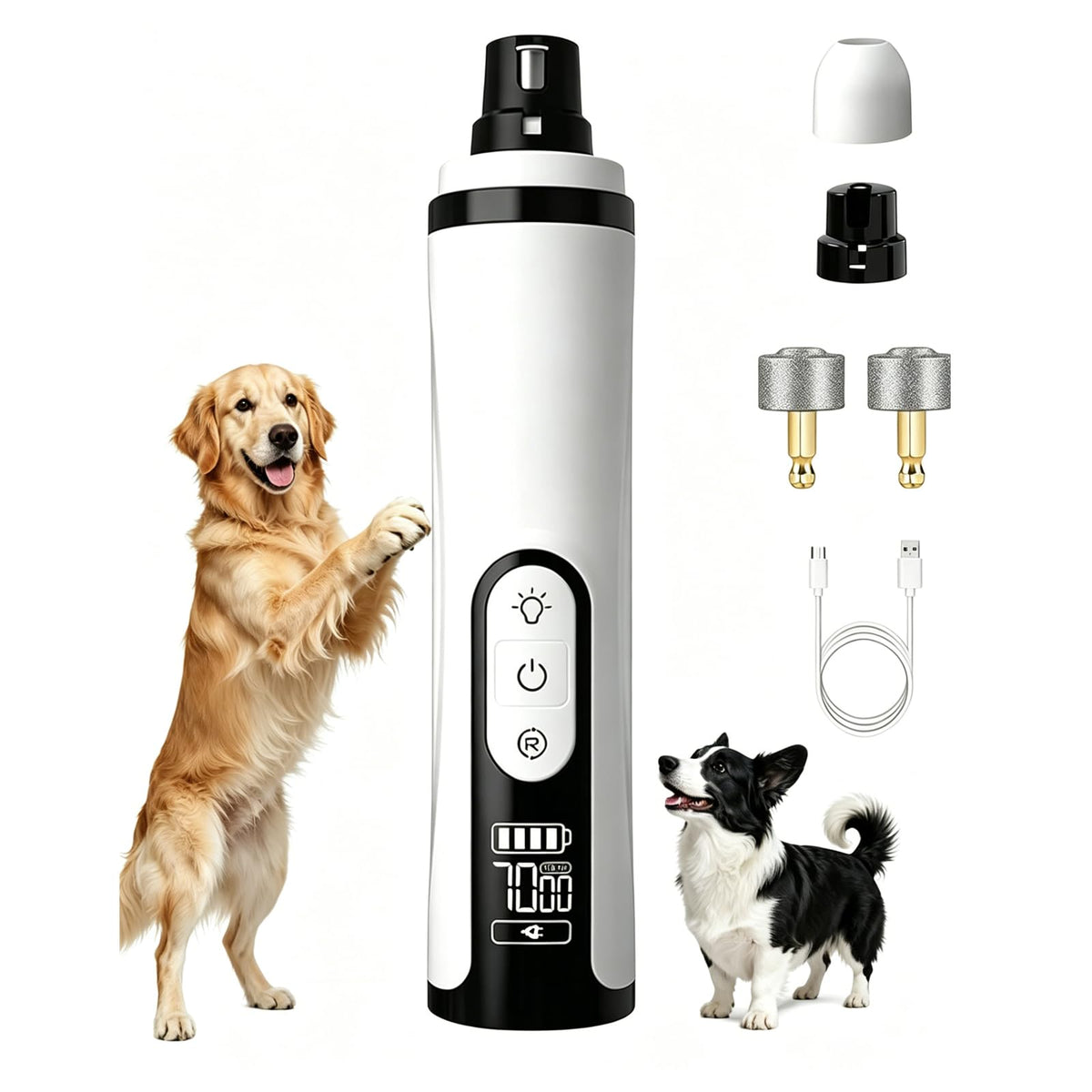 Electric Pet Nail Trimmer with LED Light 3-Speed K817178