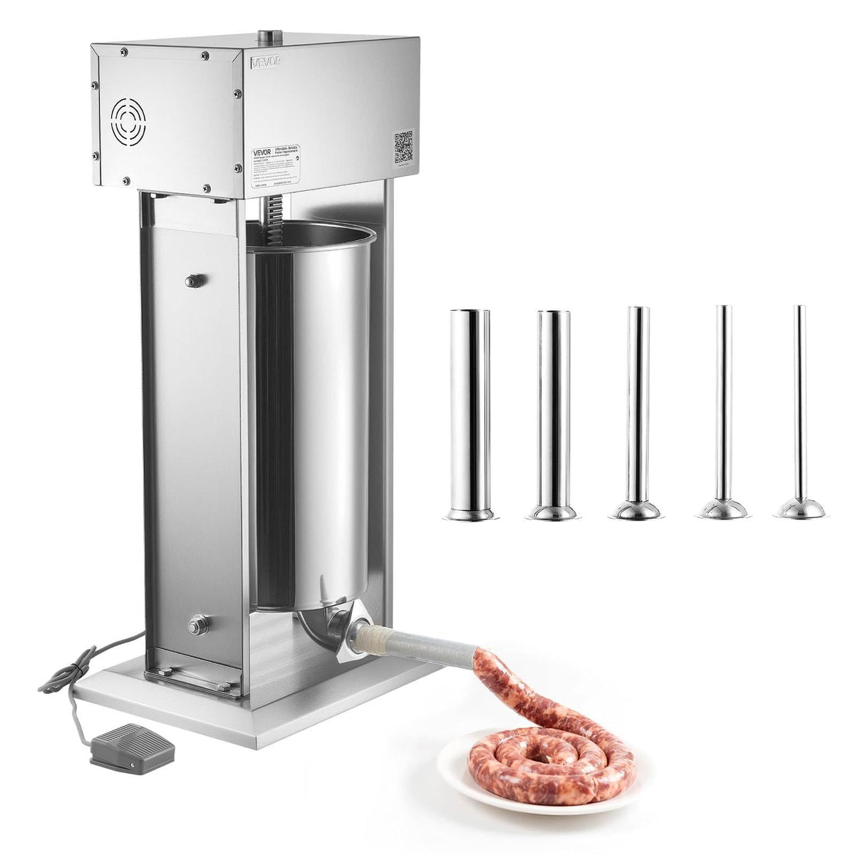 55 LBS Stainless Steel Electric Sausage Stuffer with 5 Stuffing Tubes H76464