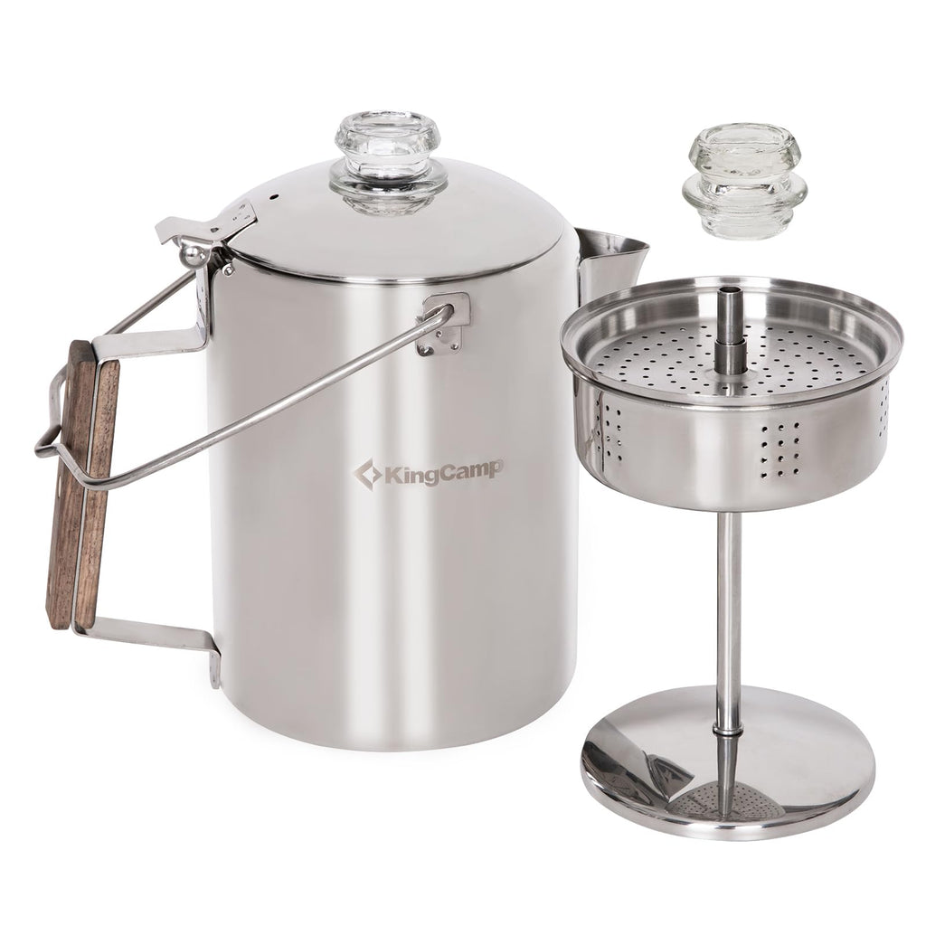 9 Cup Stainless Steel Coffee Pot with Wood Handle N87497