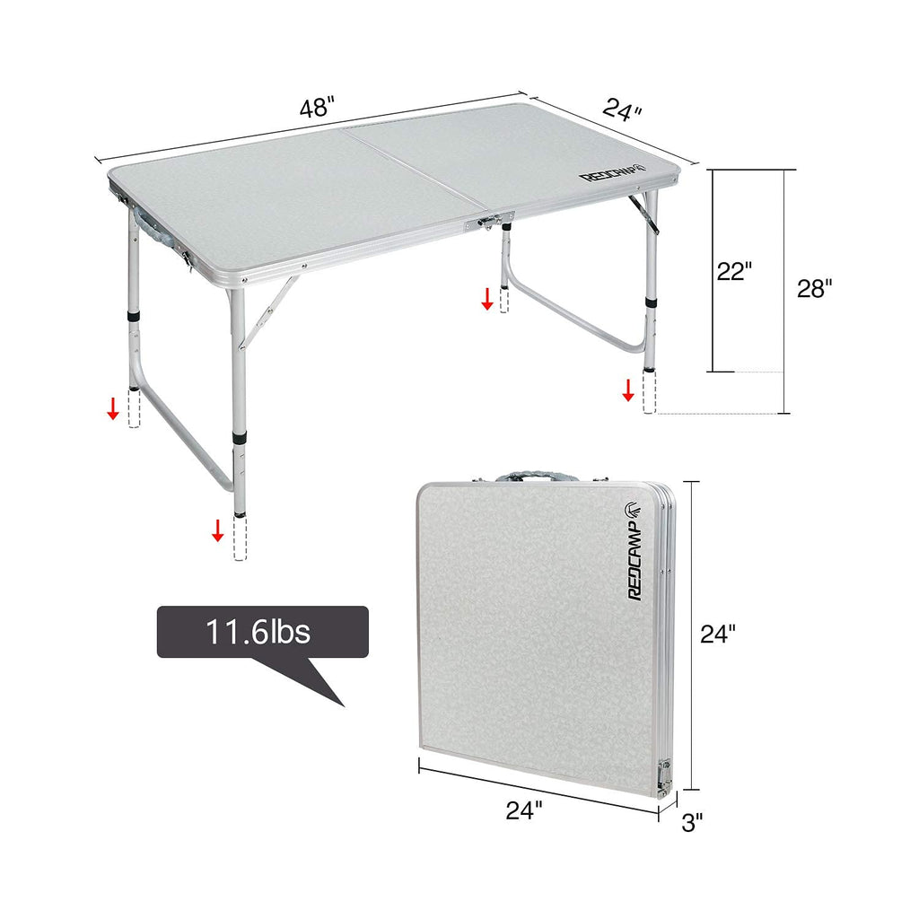 4ft Lightweight Portable Folding Camping Table with Adjustable Heights T696525