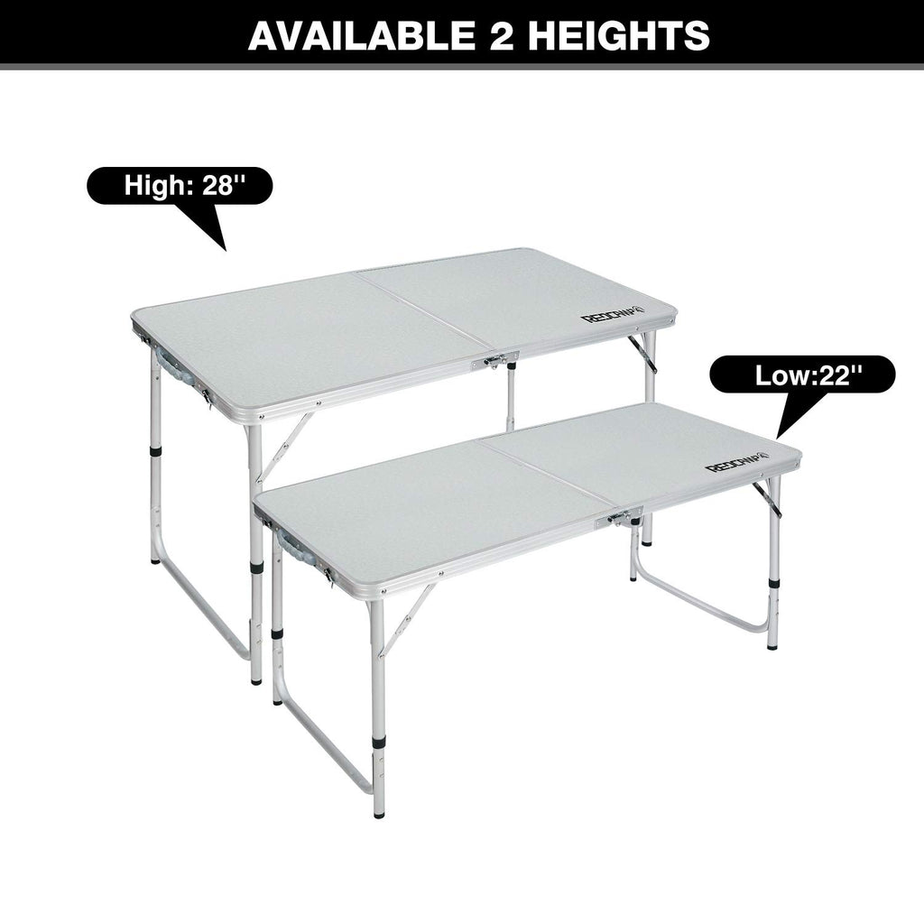 4ft Lightweight Portable Folding Camping Table with Adjustable Heights T696525