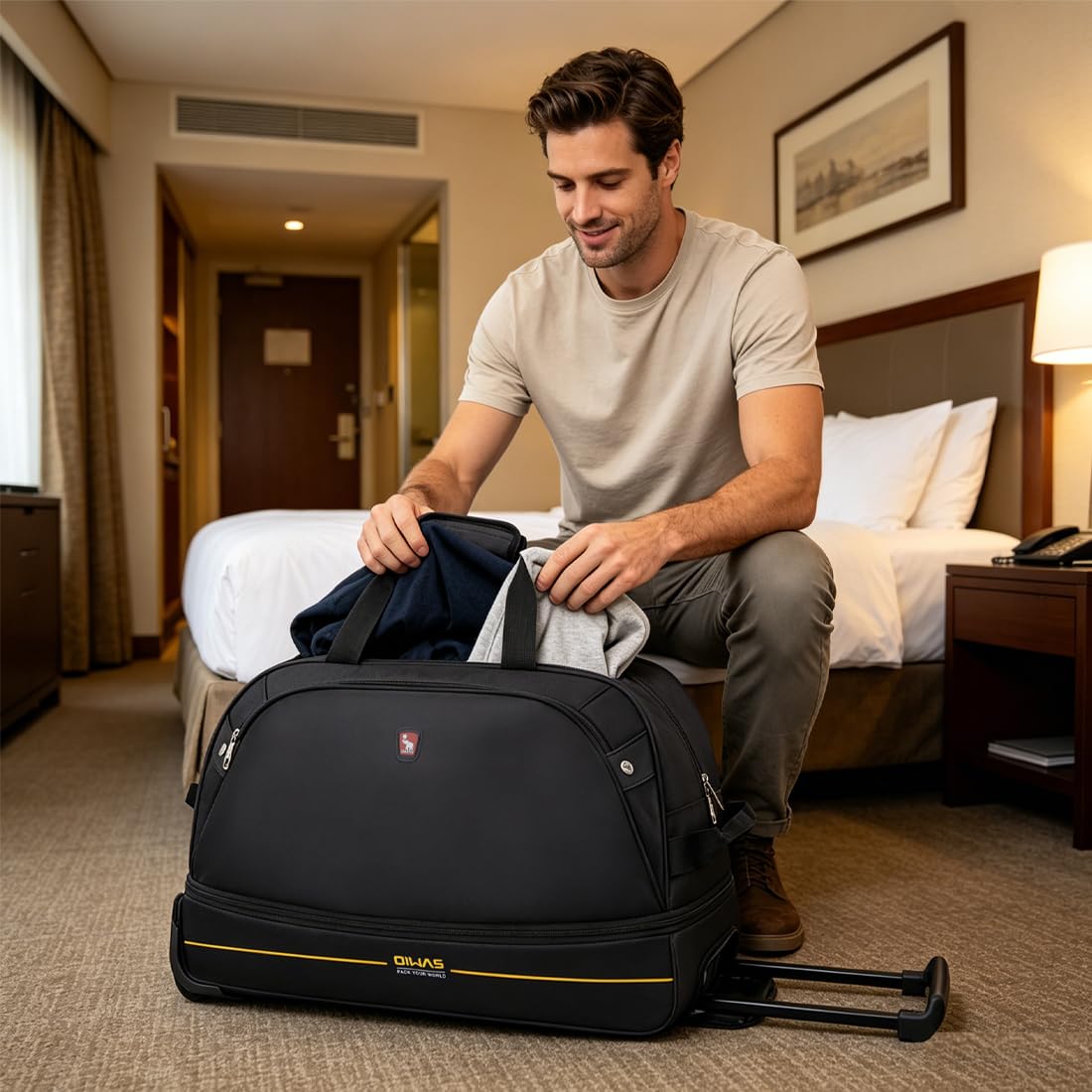 Rolling Duffle Bag with Wheels, 22 inch Carry On Bag H35187