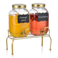 1 Gallon Glass Drink Dispenser Set of 2 with Stand Q560599
