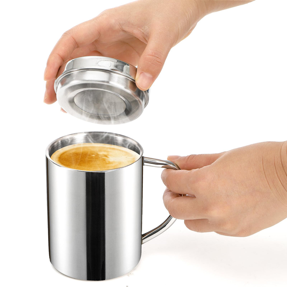 2 Pack 13.5 oz Stainless Steel Insulated Mugs with Lid and Handle S441574