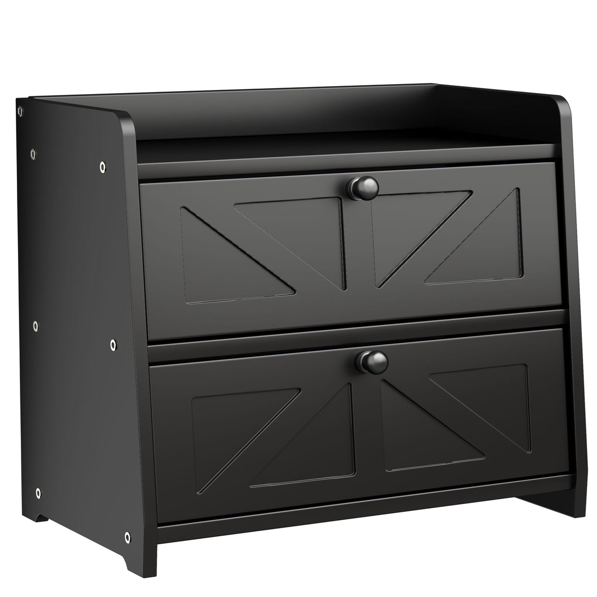 Black Double Layer Wooden Bread Box F591153