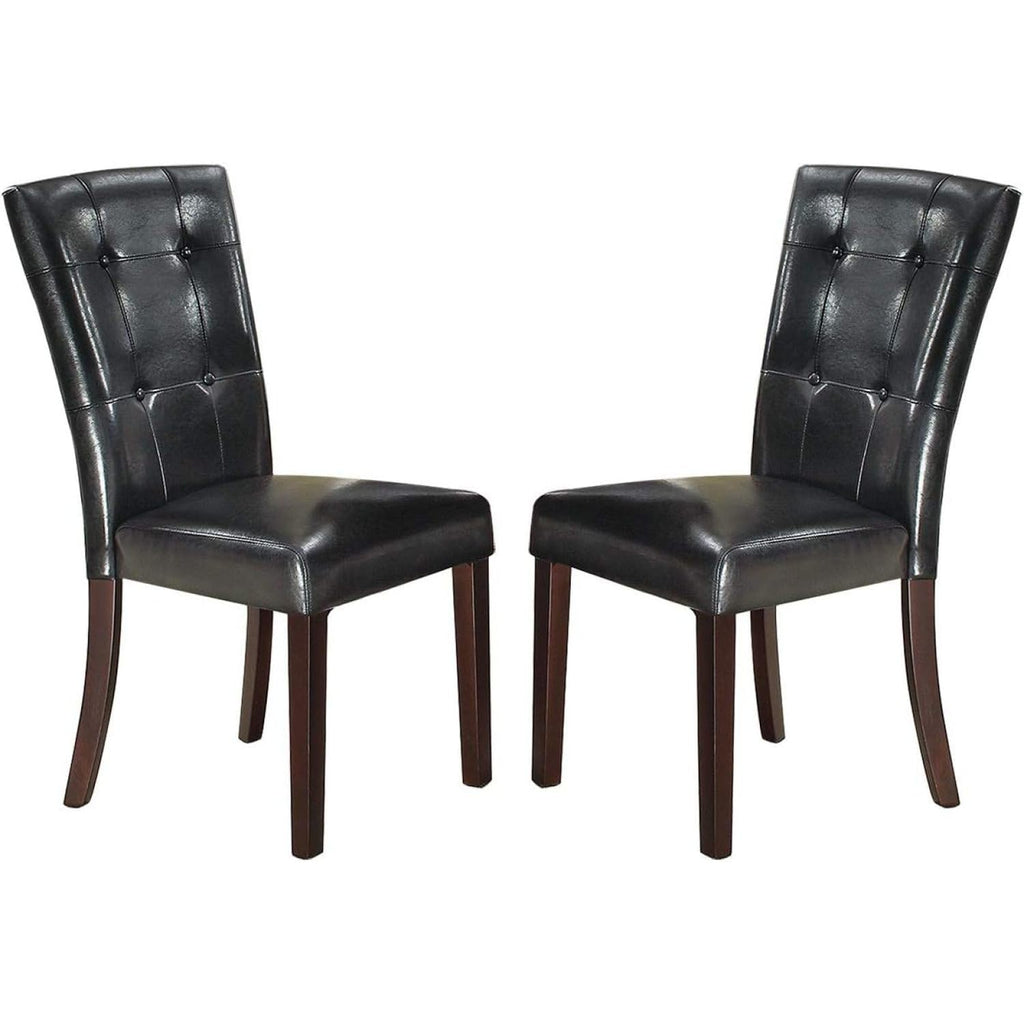 Black Faux Leather Tufted Parson Chairs Set of 2 A2073