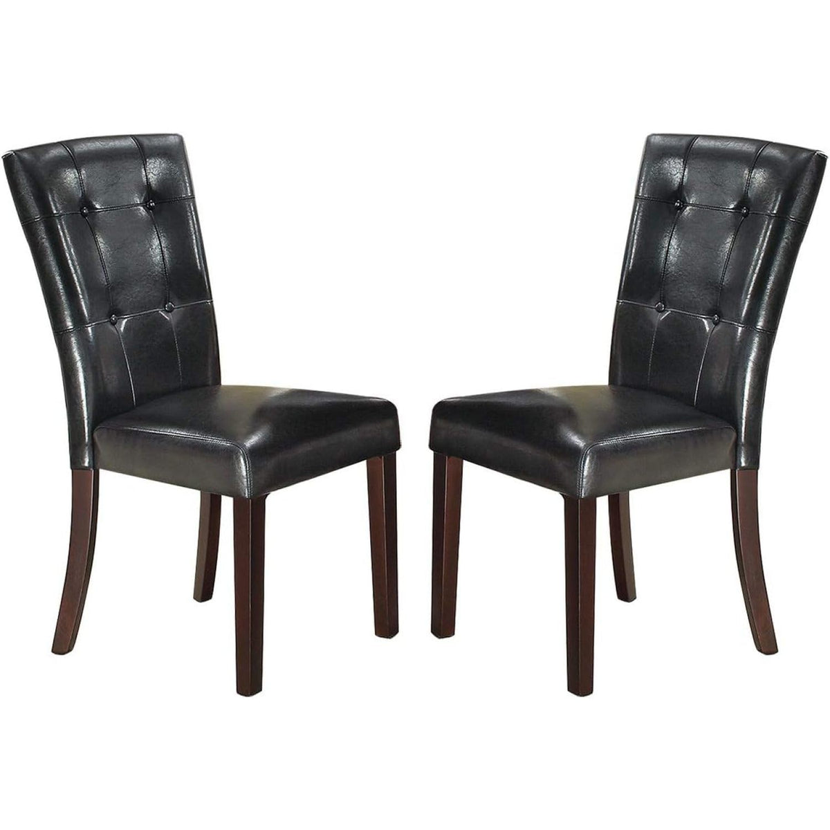 Black Faux Leather Tufted Parson Chairs Set of 2 A2073