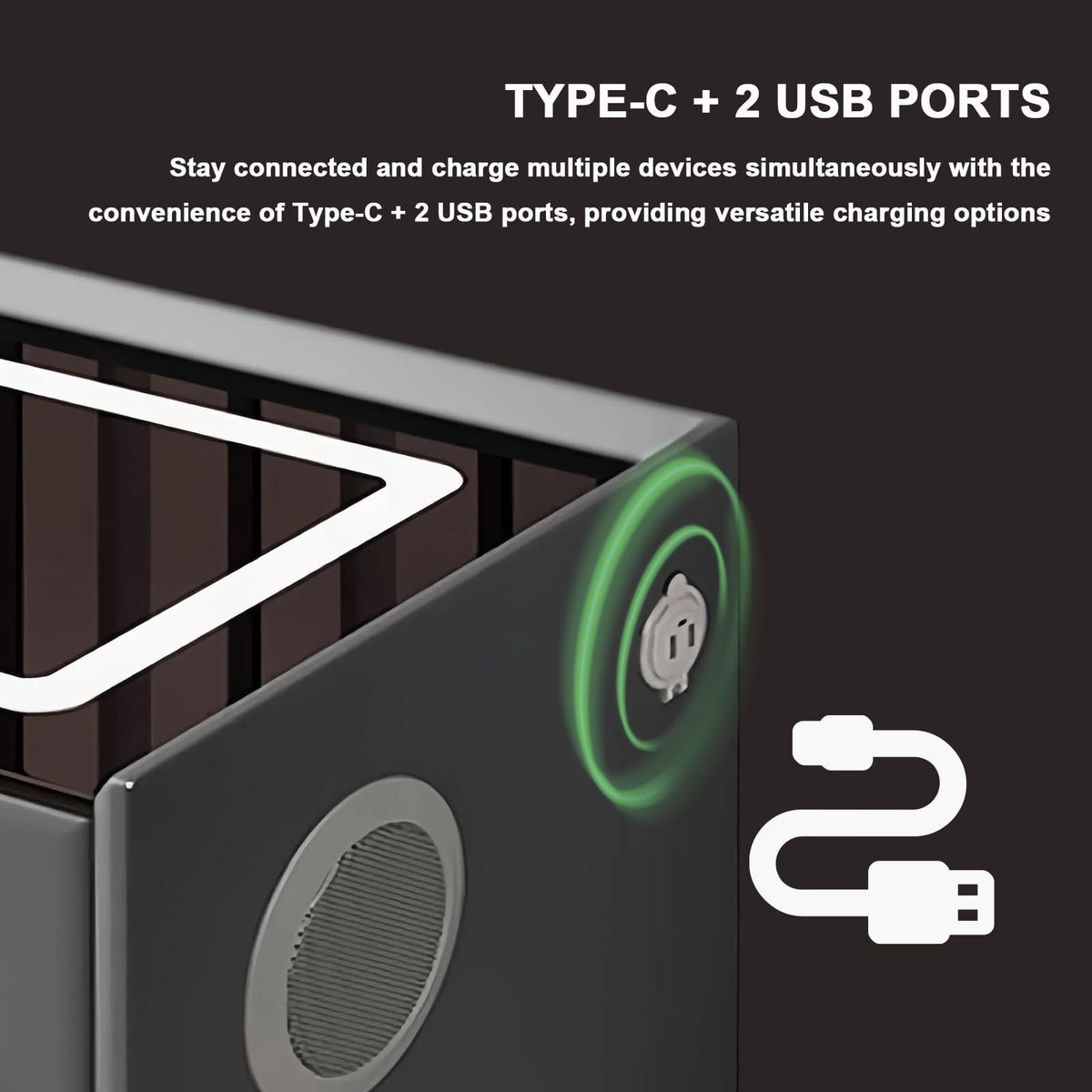 Orange 3 Drawer Nightstand with Wireless Charging and USB Port F41268