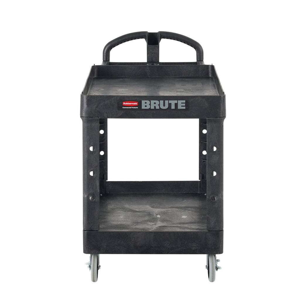 Black 2-Shelf Utility Cart with Lipped Shelves L410298