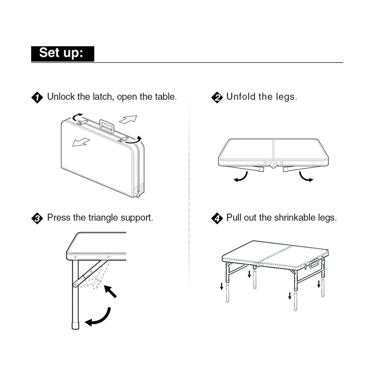 4ft Lightweight Portable Folding Camping Table with Adjustable Heights T696525