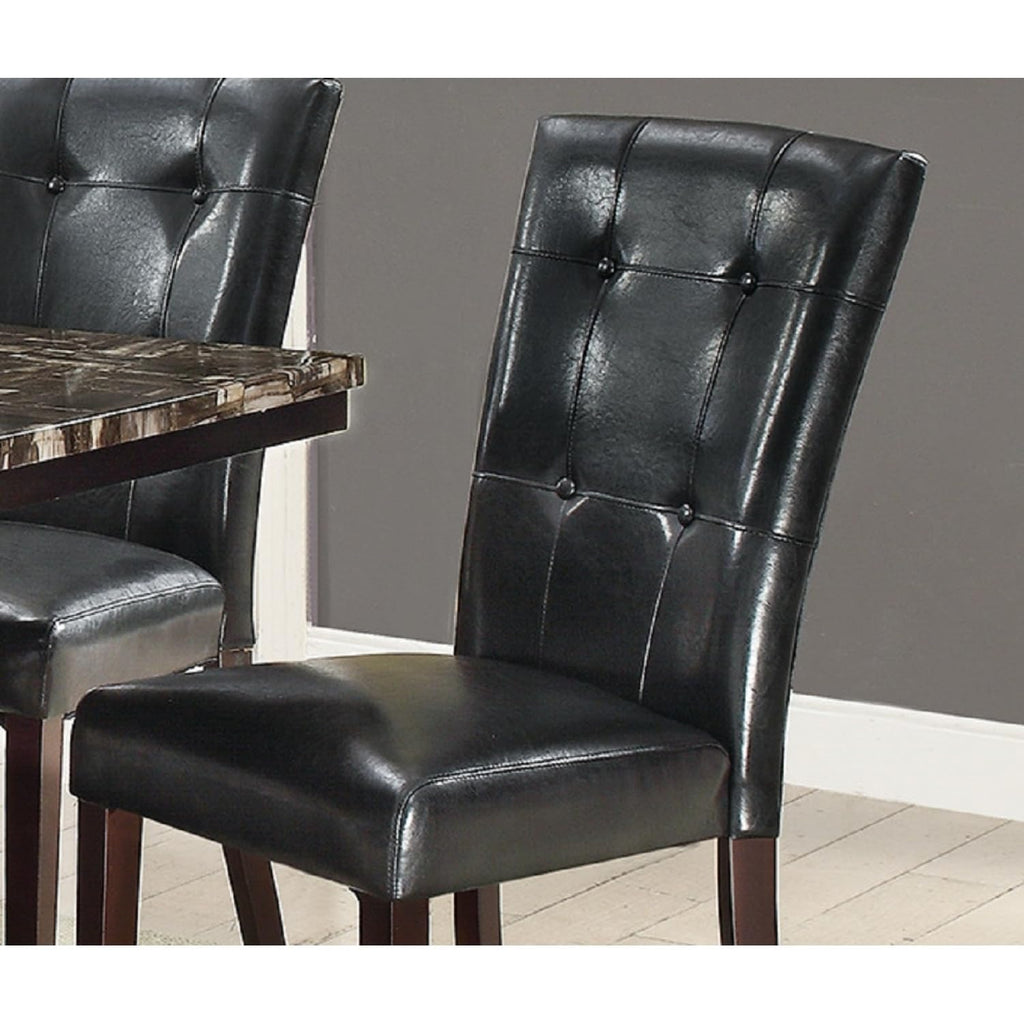 Black Faux Leather Tufted Parson Chairs Set of 2 A2073