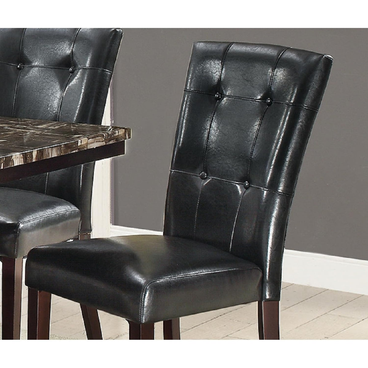 Black Faux Leather Tufted Parson Chairs Set of 2 A2073