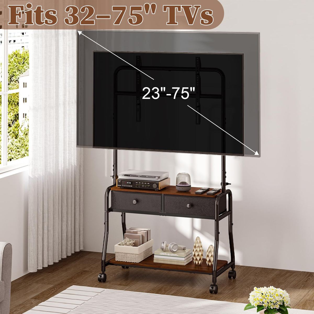 Rolling TV Stand with Mount for 32–75 Inch TVs L78743