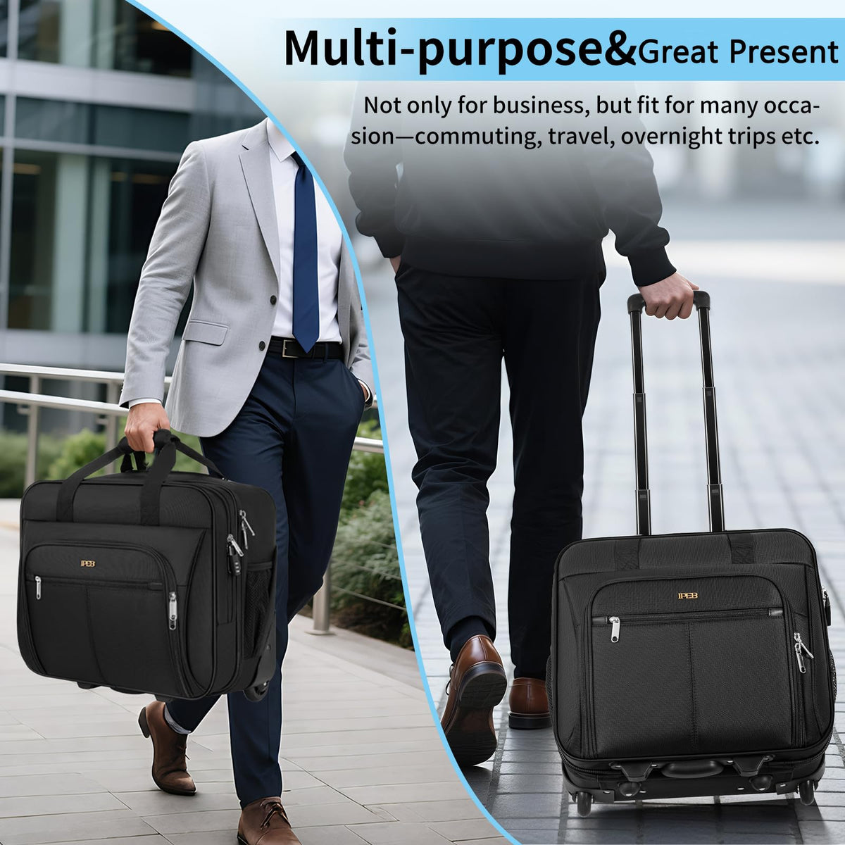 Water-Resistant 17.3" Rolling Laptop Bag with RFID Pocket M234