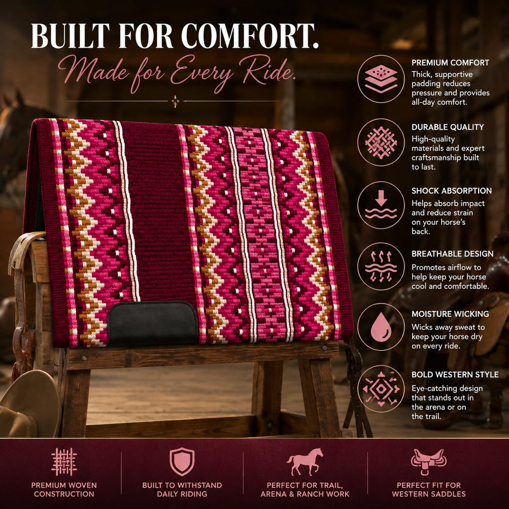 Burgundy Pink Tribal Horse Saddle Pad H850548