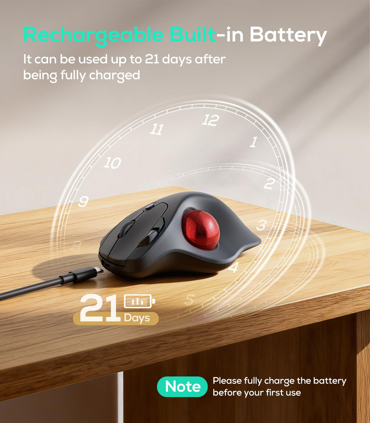 Wireless Ergonomic Trackball Mouse H6368