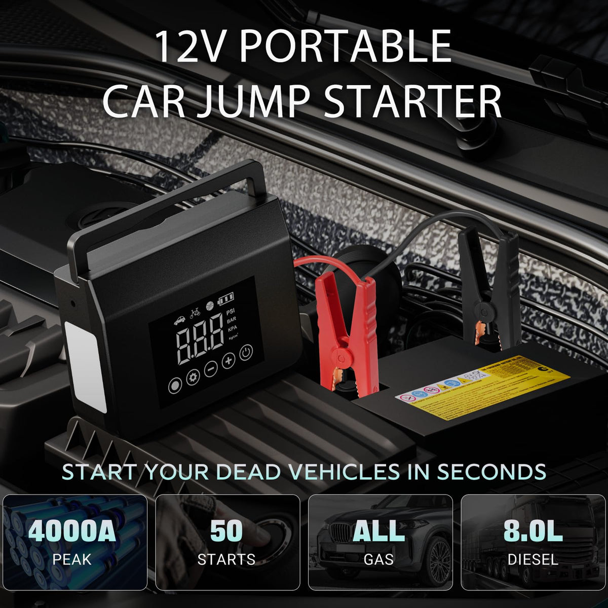 Portable Jump Starter with Air Compressor R7596