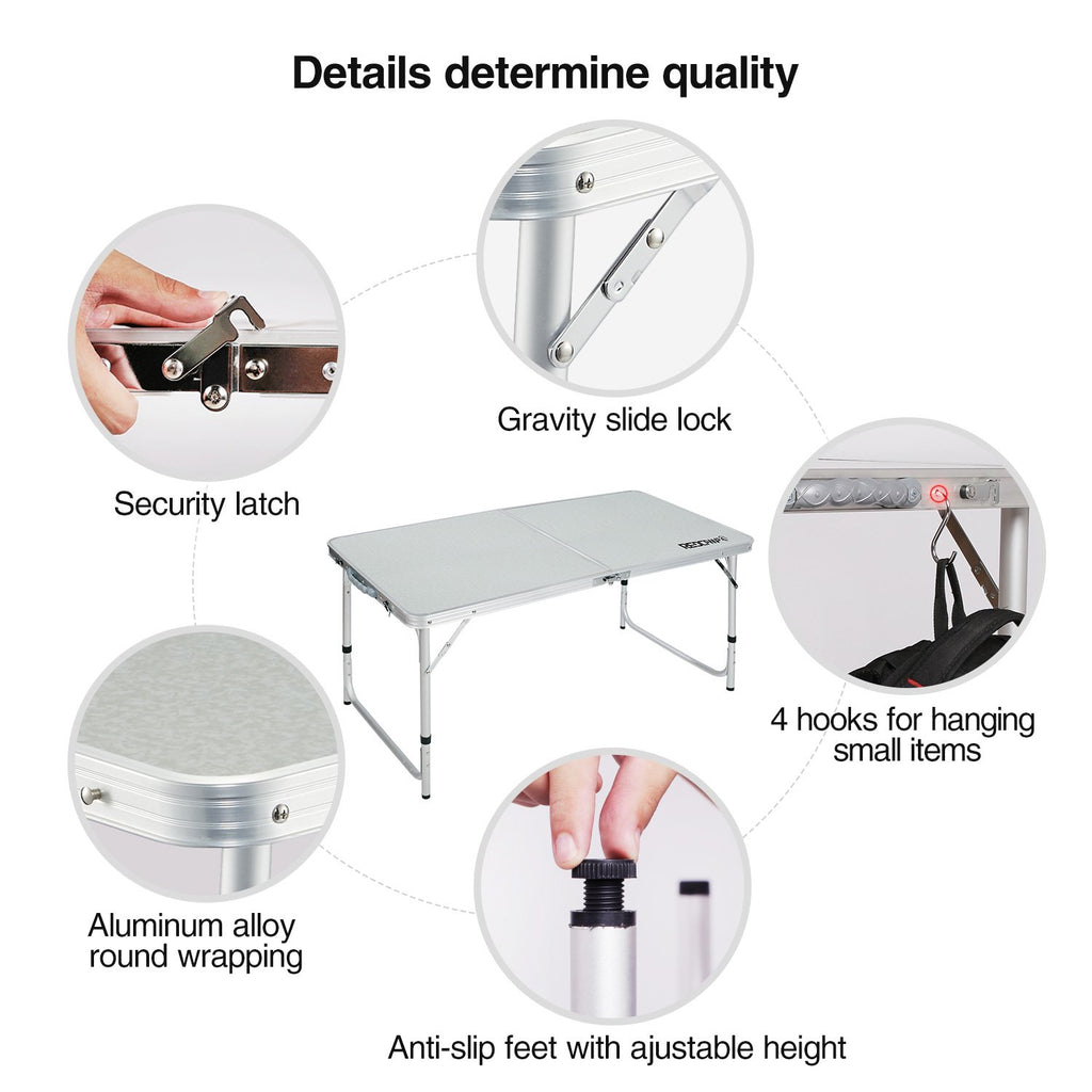 4ft Lightweight Portable Folding Camping Table with Adjustable Heights T696525