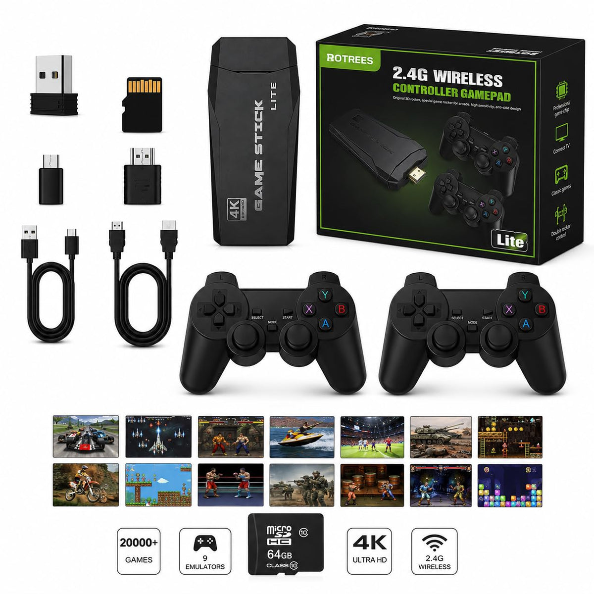 Retro Gaming Console 4K HDMI with 20,000+ Built-in Classic Video Games X2149