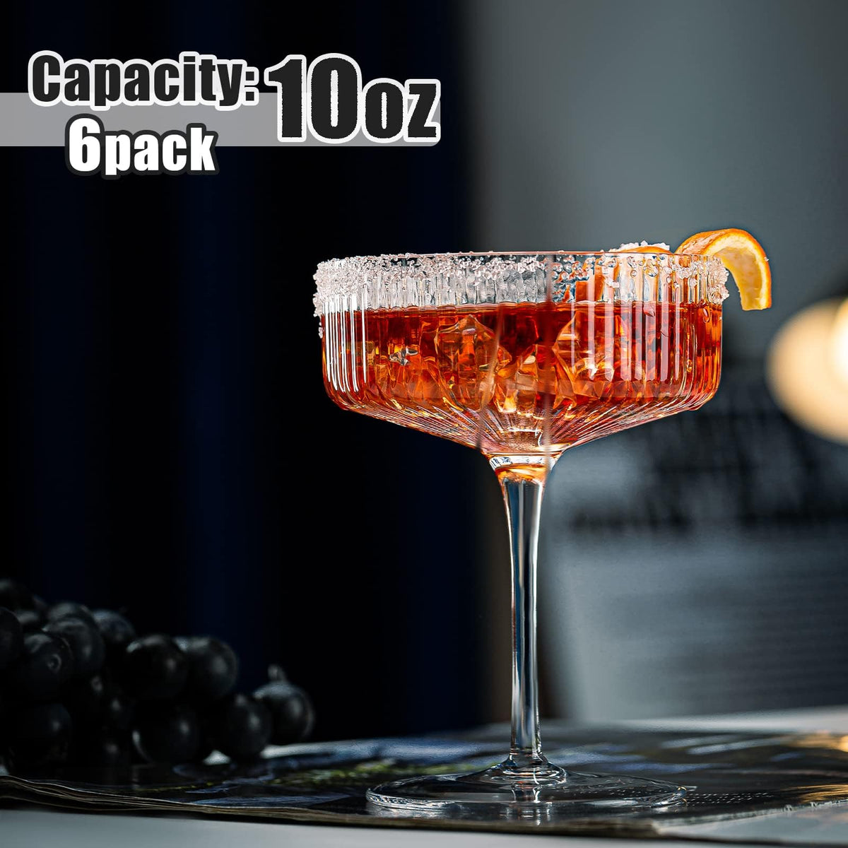 Set of 6 Ribbed Coupe Cocktail Glasses N476307