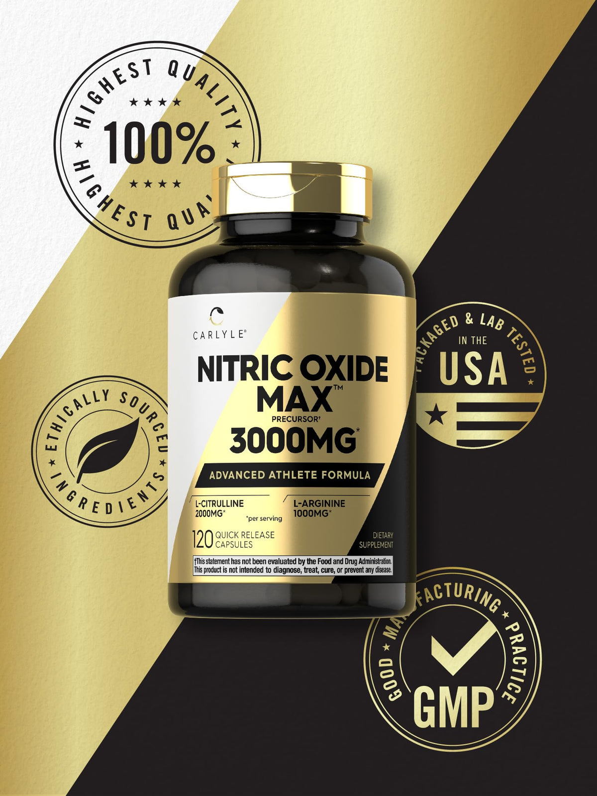 Nitric Oxide Supplement 3000mg 120 Capsules C44194