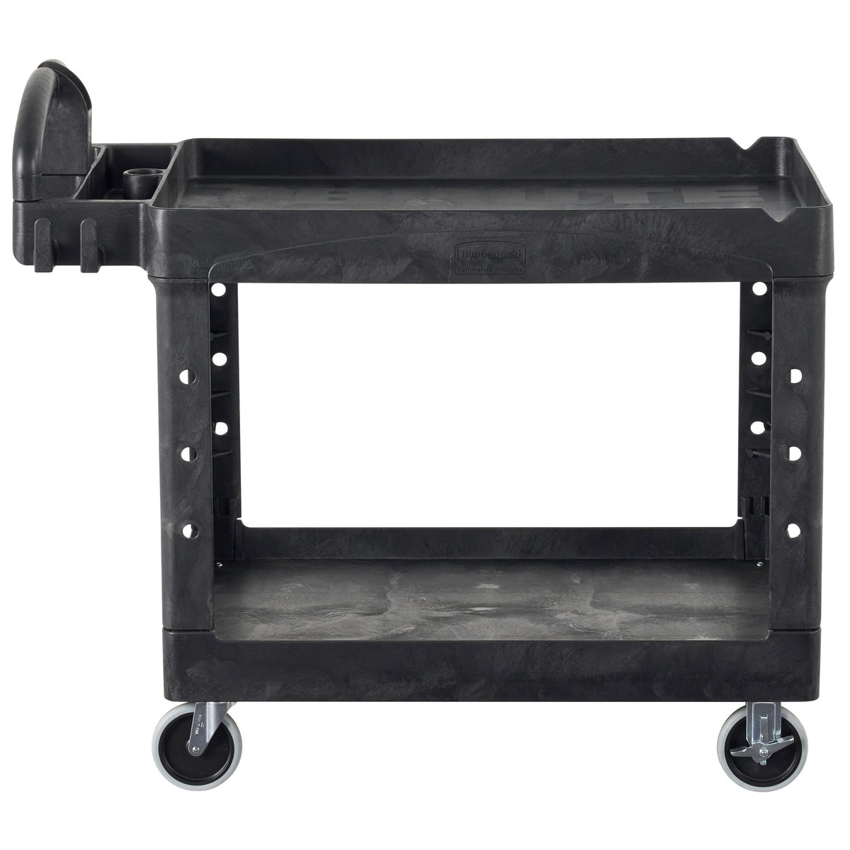 Black 2-Shelf Utility Cart with Lipped Shelves L410298