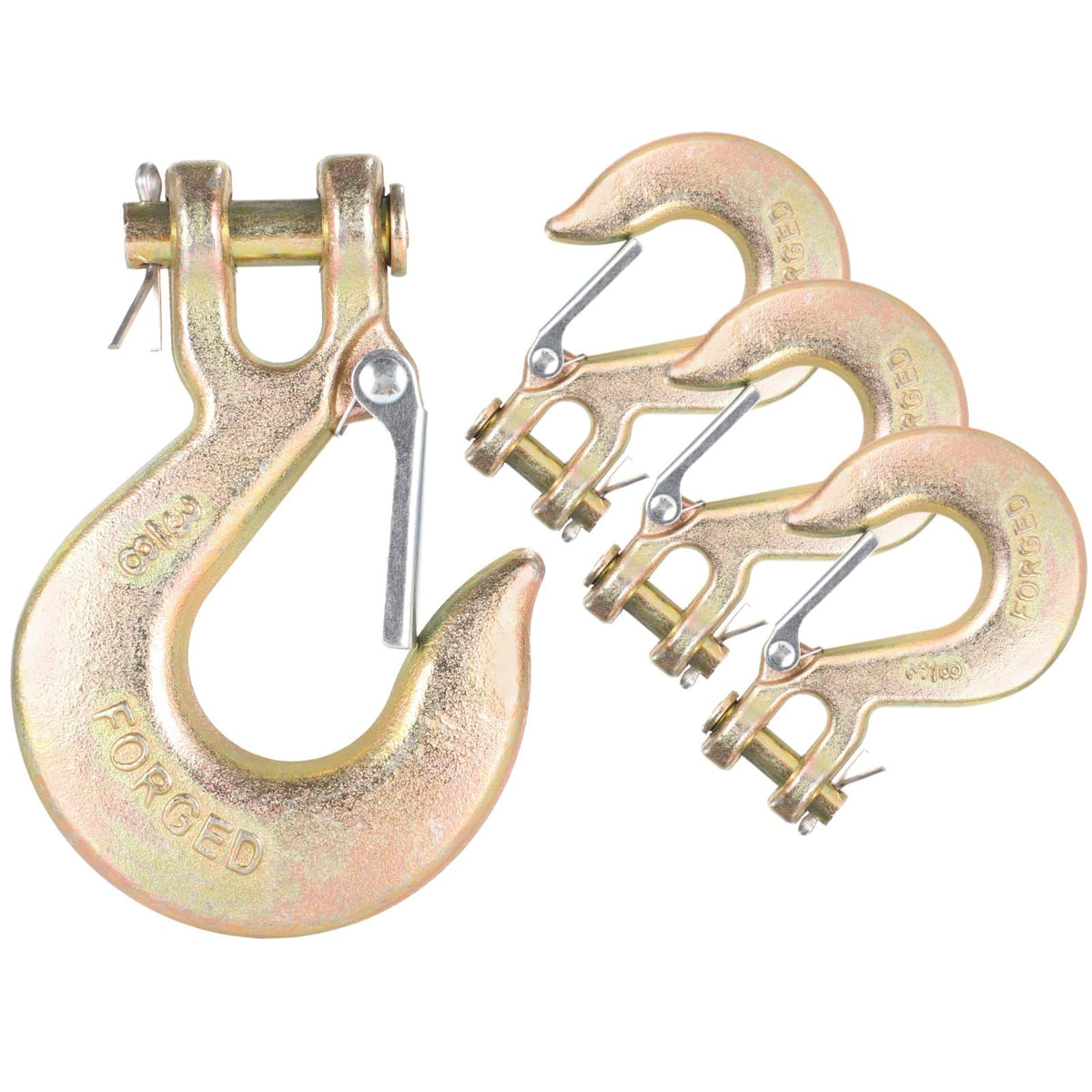 4-Pack 3/8-Inch Clevis Slip Hooks with Safety Latch O7651
