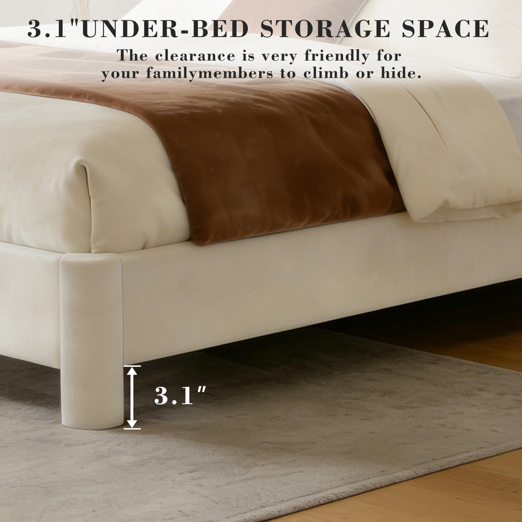 King Size Velvet Upholstered Bed Frame with Headboard B226715