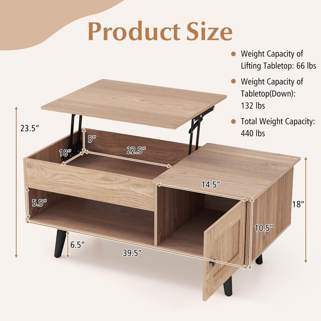 Lift Top Coffee Table with Storage and Hidden Compartment Q2793