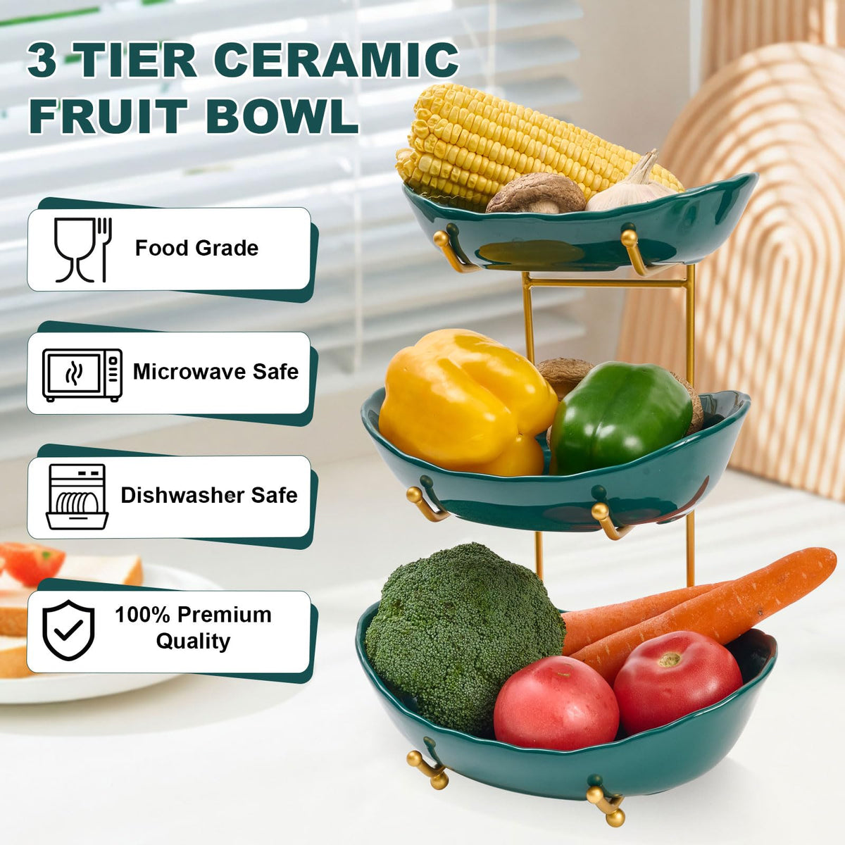 Ceramic 3 Tier Fruit Bowl A62950