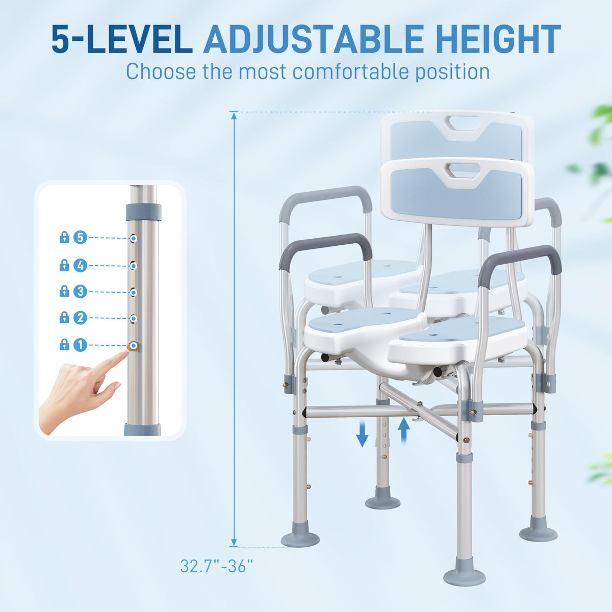Padded Shower Chair with Arms and Back M18152